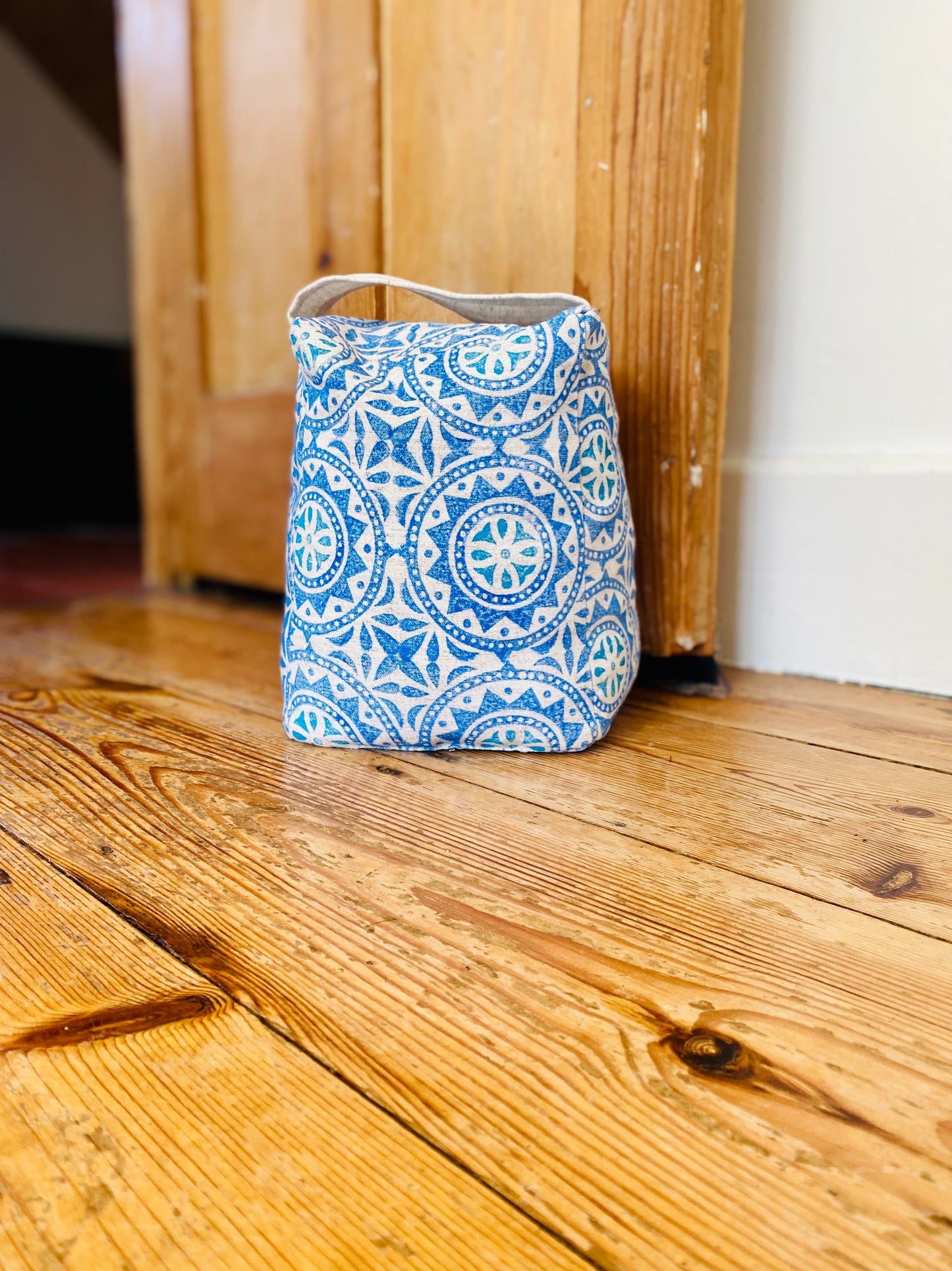 Door stop - Moroccan Tile in aqua and blue