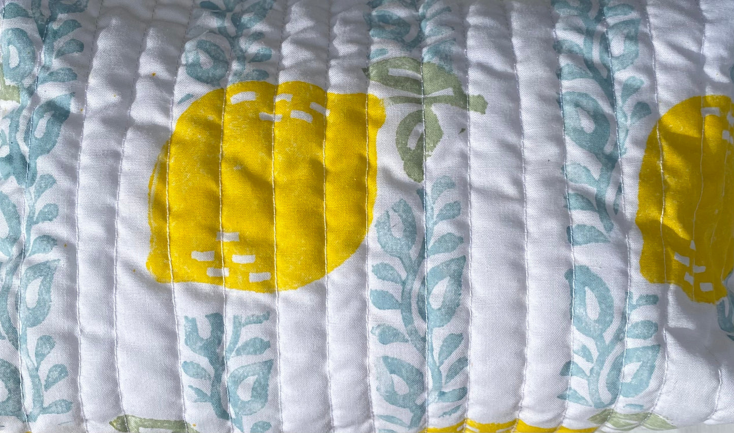 Lemons and vine stripe wash bag