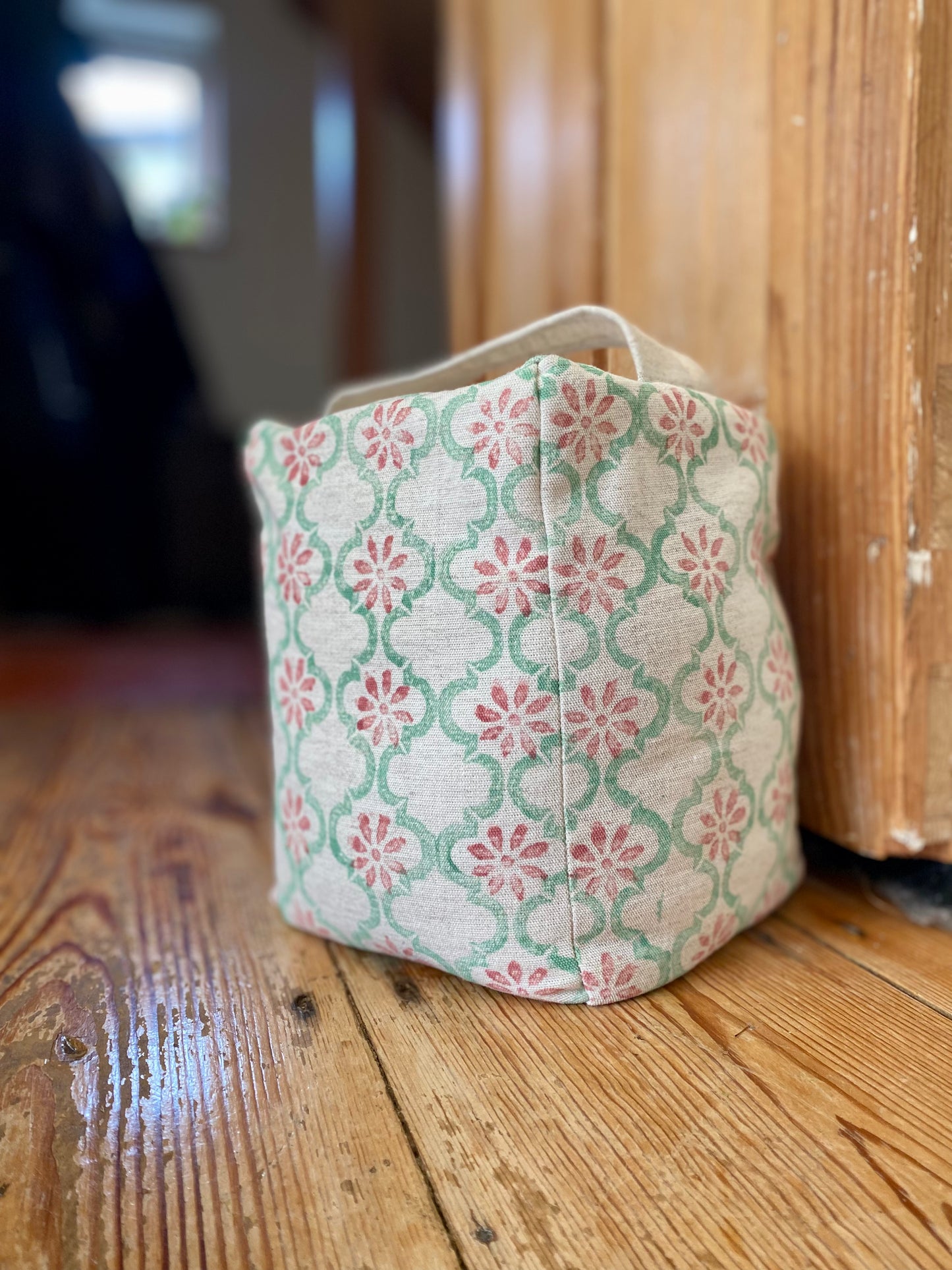 Door stop - Moroccan flower in coral and sage