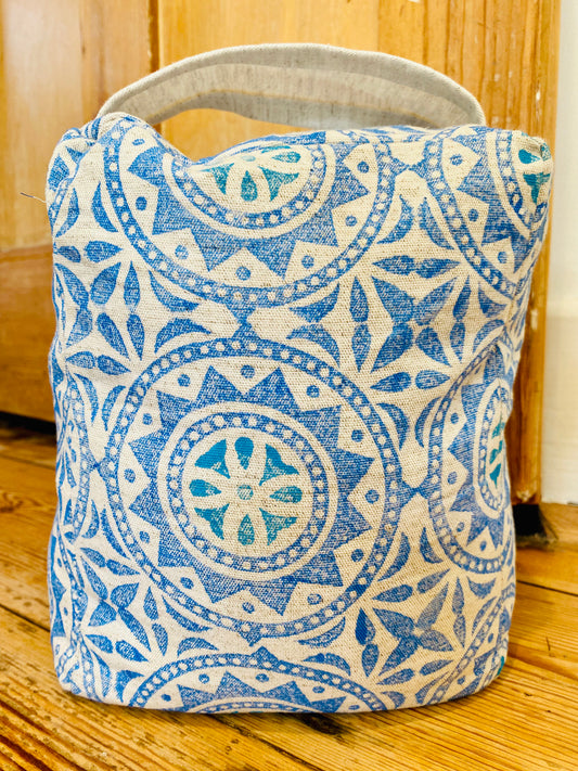Door stop - Moroccan Tile in aqua and blue