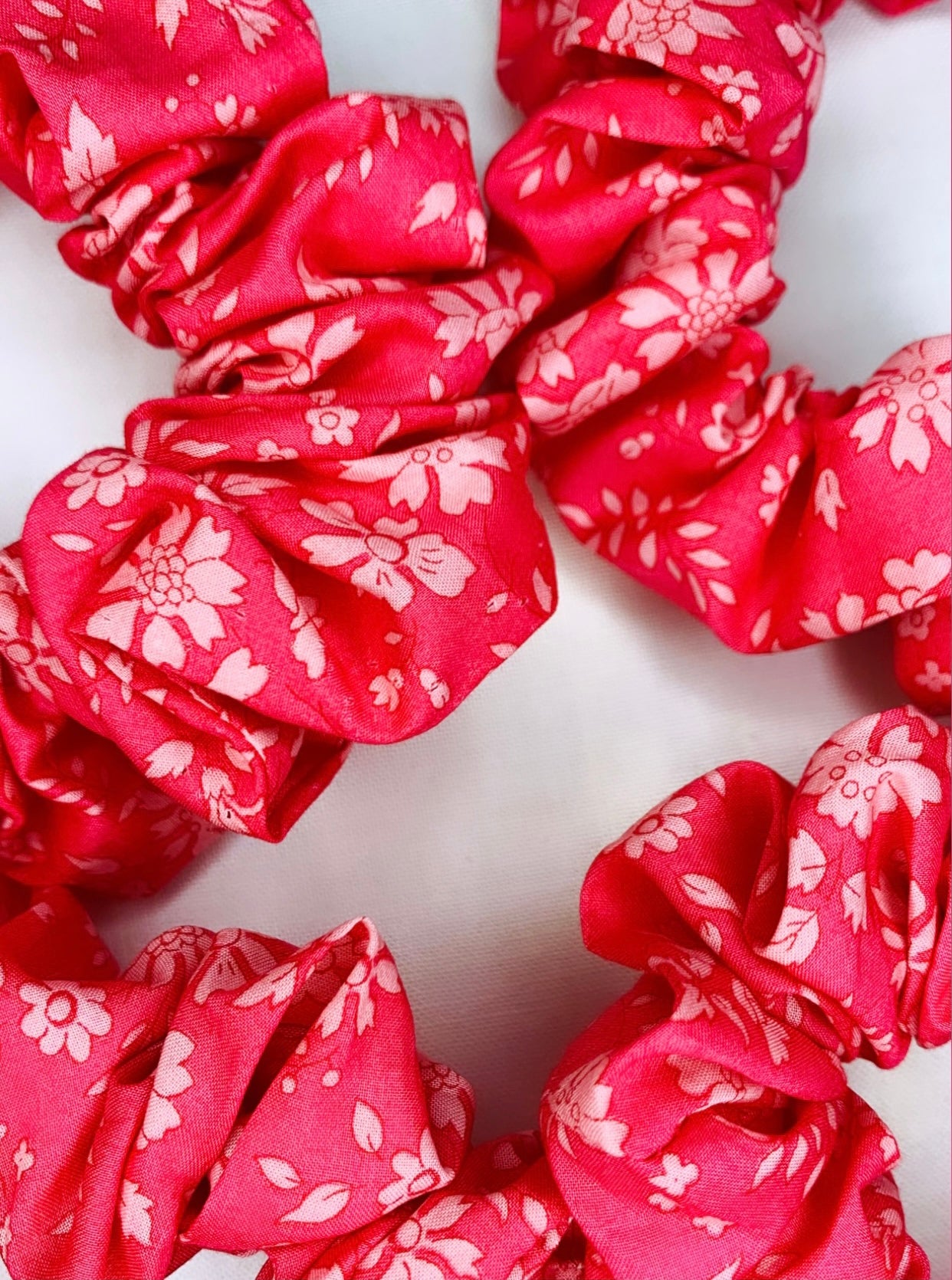 Liberty Pink Capel cotton scrunchie