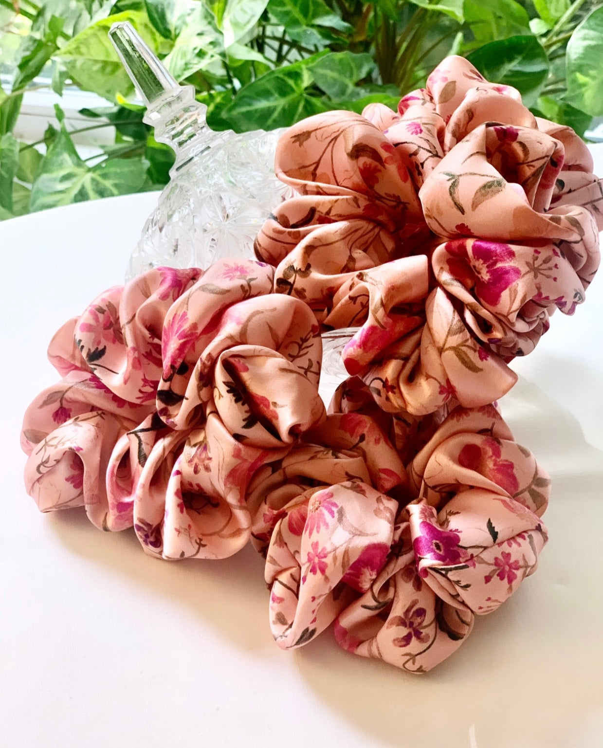 Liberty Linen Garden silk scrunchie