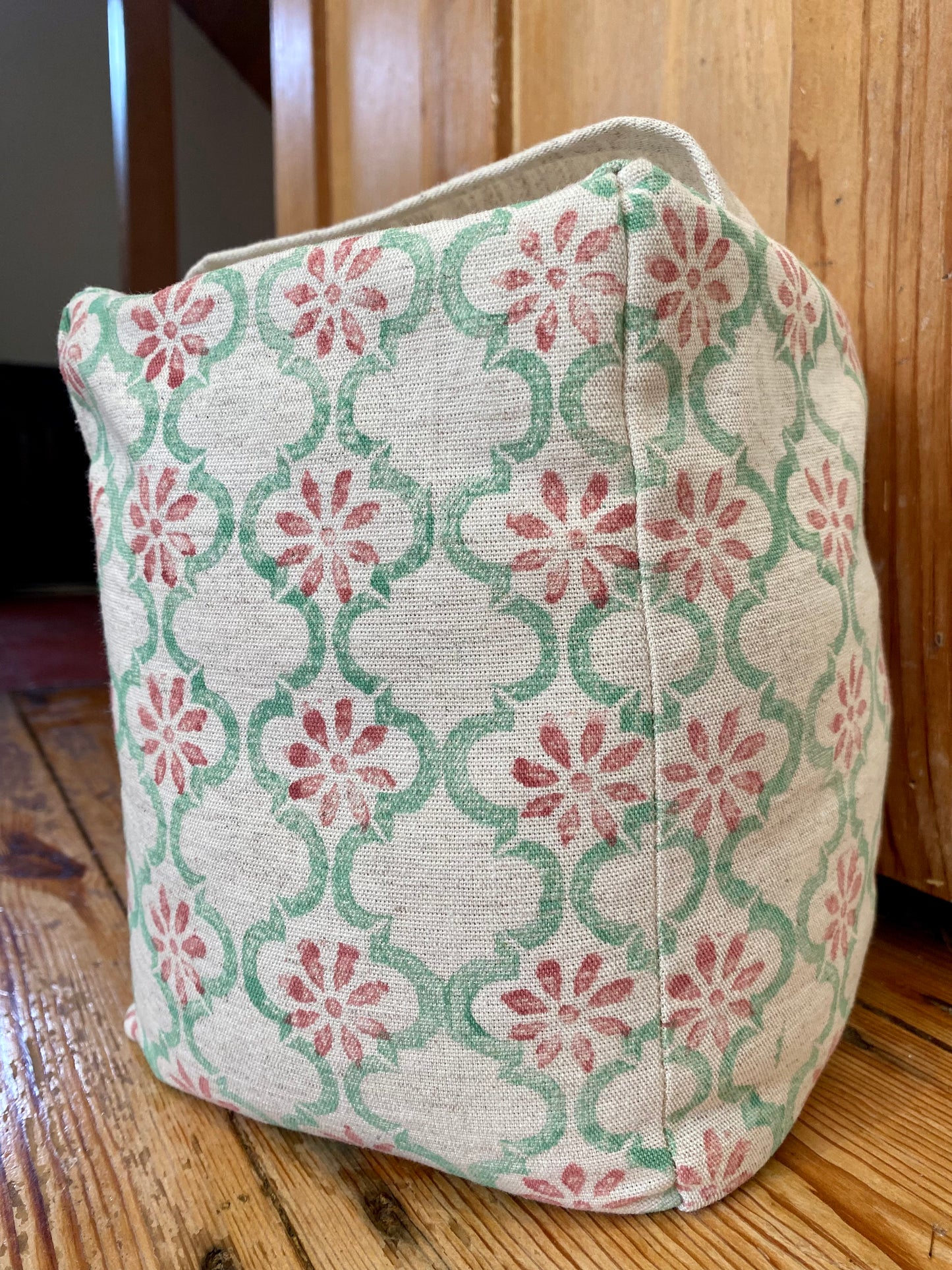 Door stop - Moroccan flower in coral and sage