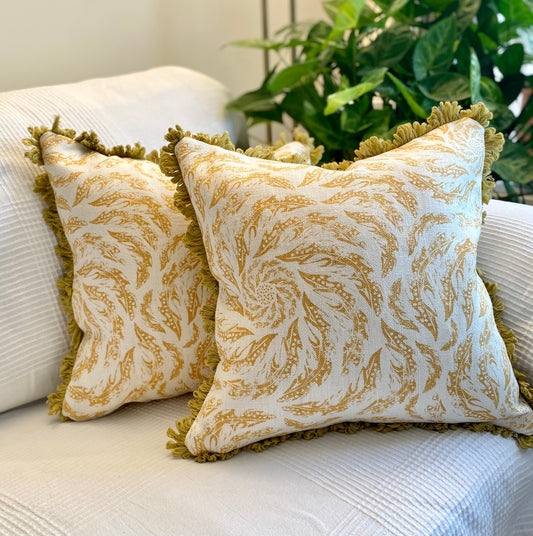 Whirlwind Yellow Ochre Cushion