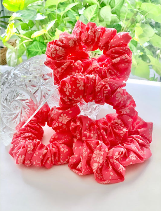 Liberty Pink Capel cotton scrunchie